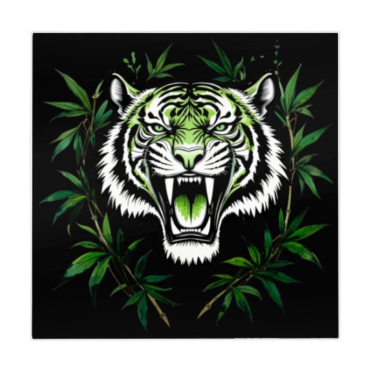 Fierce Green Tiger with Bamboo Branches Mahjong Mats