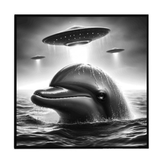 Dolphin Sea Funny Graphic Selfie with UFOs Weird A Mahjong Mats