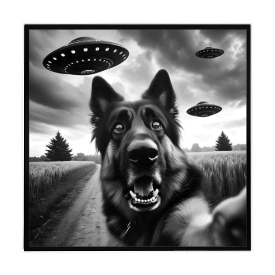 German Shepherd Funny GSP Selfie with UFOs Weird A Mahjong Mats