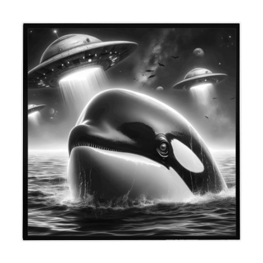 Killer whale Funny Graphic Selfie with UFOs Weird Mahjong Mats