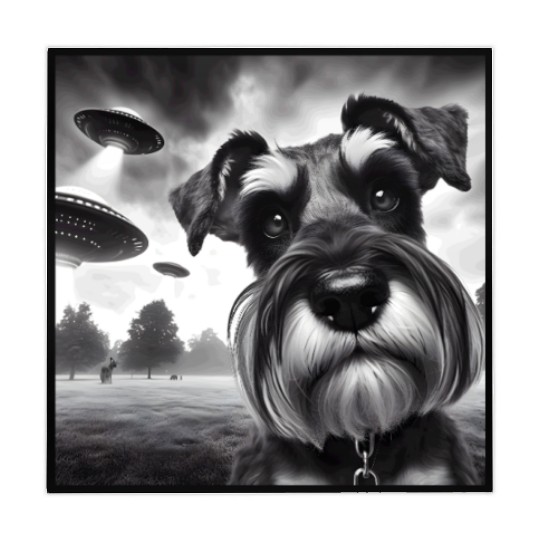 Miniature 2 Schnauzer Funny Graphic Selfie UFOs We Mahjong Mats