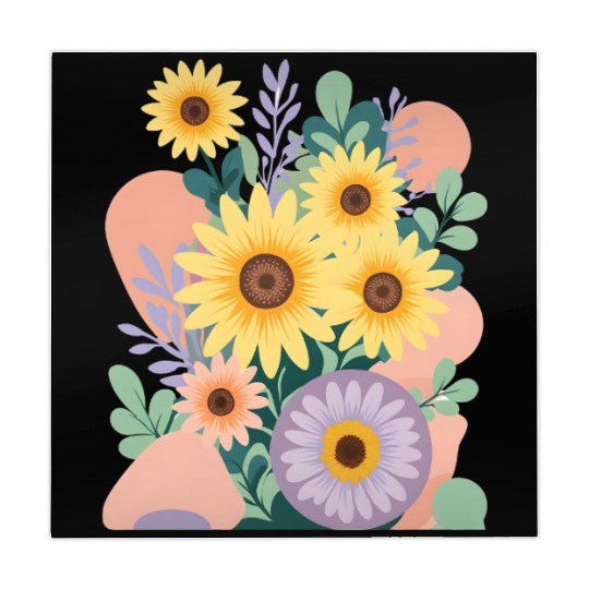 Boho Sunflower Bliss: Vibrant Floral Vector Mahjong Mats