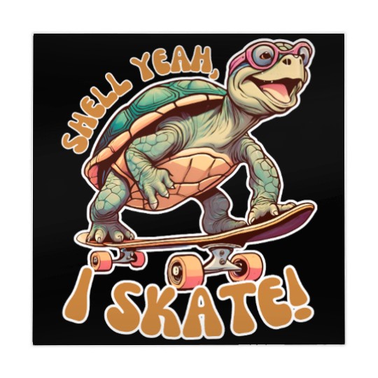 Shell Yeah, I Skate! Funny Turtle Skater Mahjong Mats