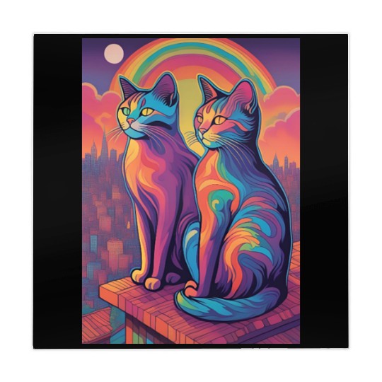 Cat painting red black cat Mahjong Mats