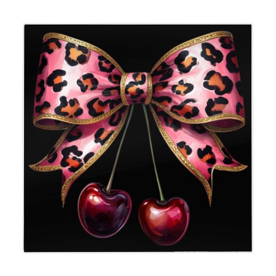 Leopard stylish Print Bow with Cherries Mahjong Mats