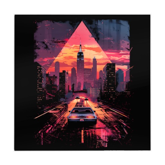 Vaporwave Retro Car City Synthwave 80s 90s Mahjong Mats