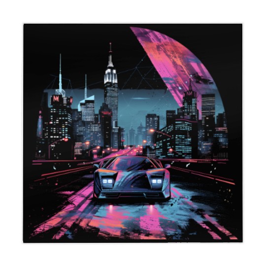 80s 90s Vaporwave Retro Car City Synthwave Mahjong Mats