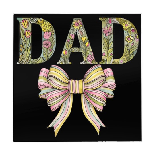 Floral "DAD" Design with Pastel Ribbon Bow Mahjong Mats