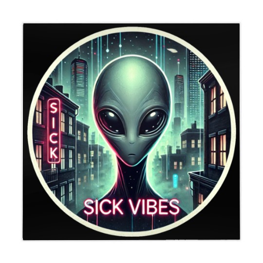 Cyberpunk Alien Encounter - Futuristic Neon Sci-Fi Mahjong Mats