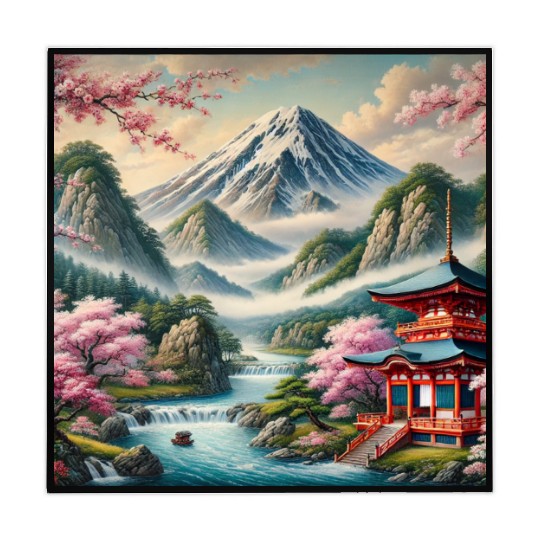 Serene Mount Fuji Landscape Art Print - Japanese C Mahjong Mats