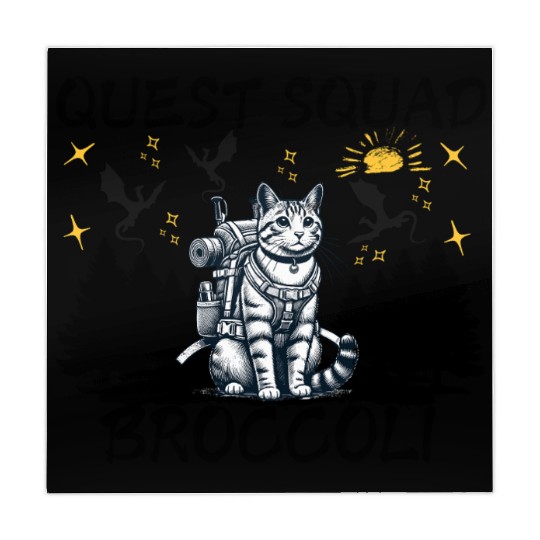 Retro Quest Fantasy Squad Broccoli Funny Cat Lover Mahjong Mats