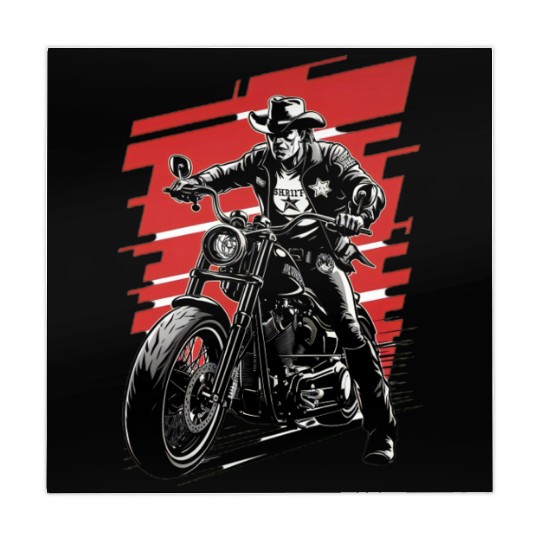 Sheriff Riding Motorcycle Illustration Mahjong Mats