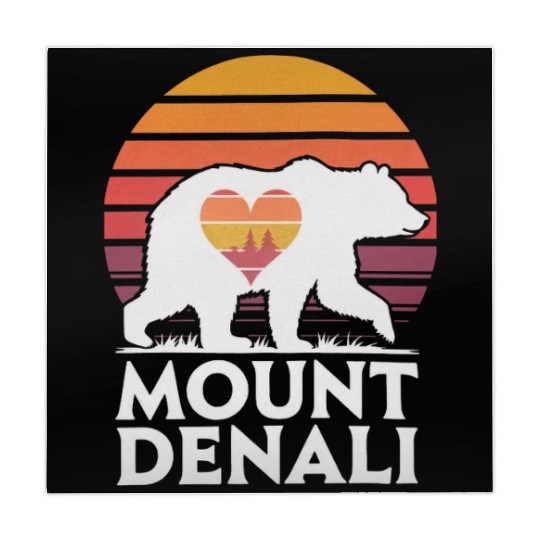Retro Mount Denali Bear Sunset Art Mahjong Mats