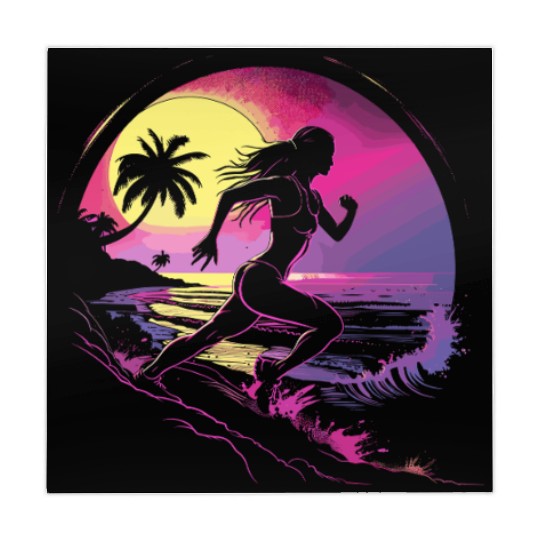 Female Runner Synthwave Mahjong Mats