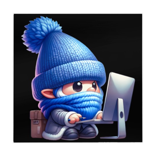 Hardworking Gnome at the Computer Mahjong Mats