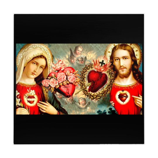 Sacred Heart and Immaculate Heart Jesus and Mary Mahjong Mats