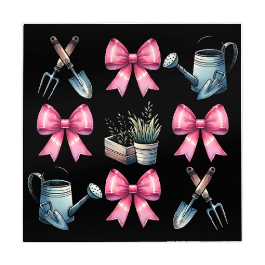 Coquette Bow Gardening Gardener Tools Plants Pink Mahjong Mats