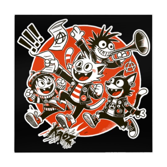 Parody Cartoon Anarchist Punk Kids Band Mahjong Mats