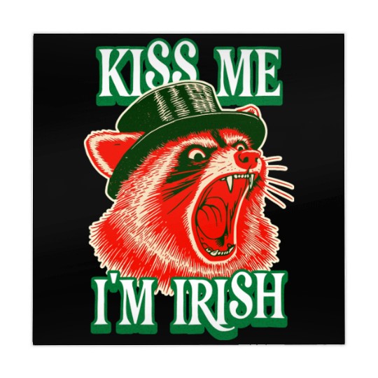 Kiss Me I'm Irısh Feral Raccoon Funny Saint Patric Mahjong Mats