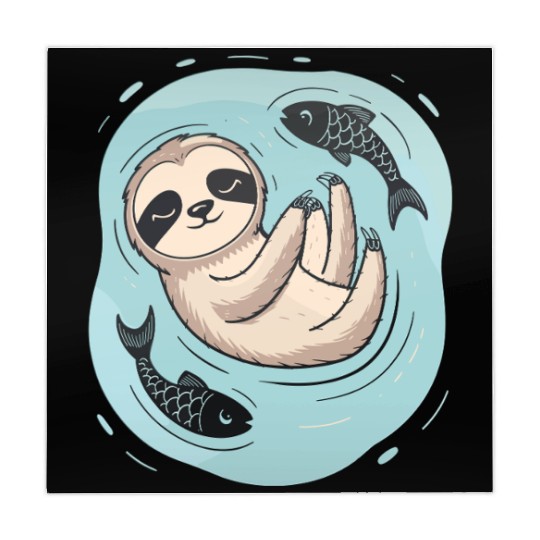 Pisces Zodiac Sloth Relaxing with Fish Dreams Mahjong Mats