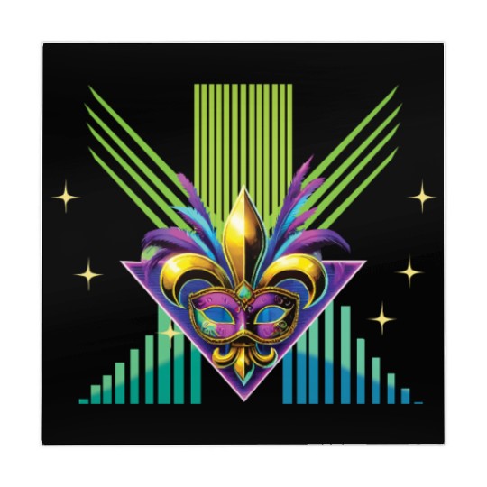 Mardi Gras Retro Synthwave Mask Design Mahjong Mats
