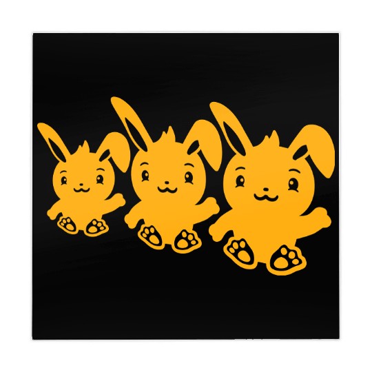 3 Rabbits Three Friends Team Crew Waving Sitting Mahjong Mats