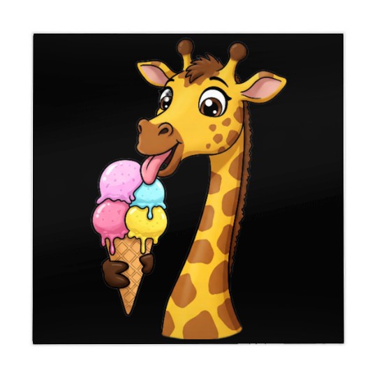 A giraffe licking a giant ice cream cone. Mahjong Mats