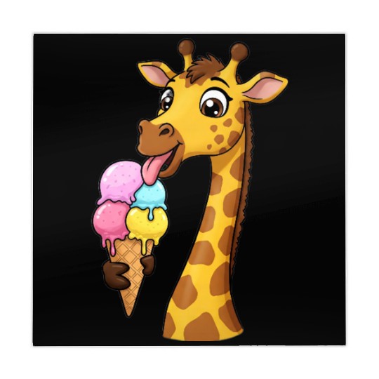 A giraffe licking a giant ice cream cone. Mahjong Mats
