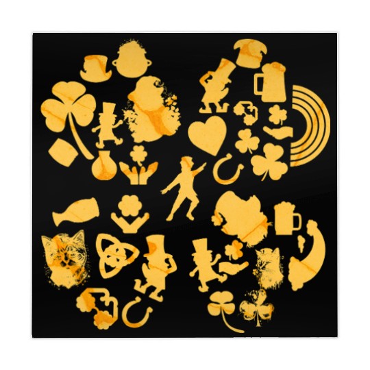 Gold 4-Leaf Clover Collage graphic Design Mahjong Mats