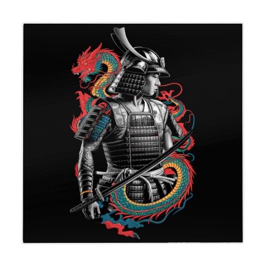 Samurai Spirit with Dragon Embrace Art Mahjong Mats