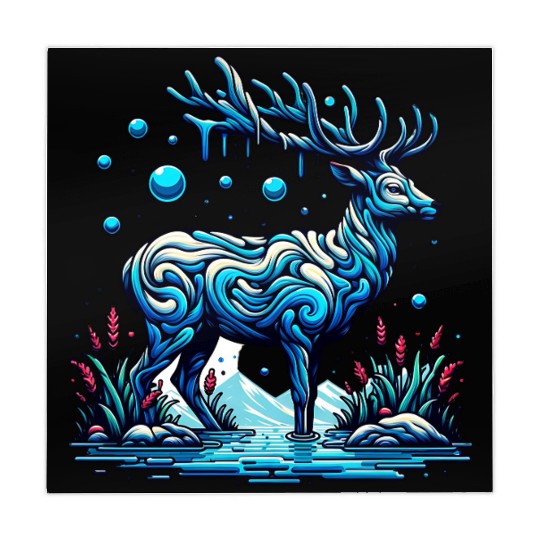 Majestic Blue Deer in Enchanted Forest Mahjong Mats