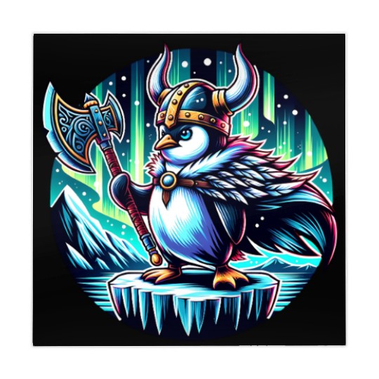 Viking Penguin with Axe Under Northern Lights Mahjong Mats