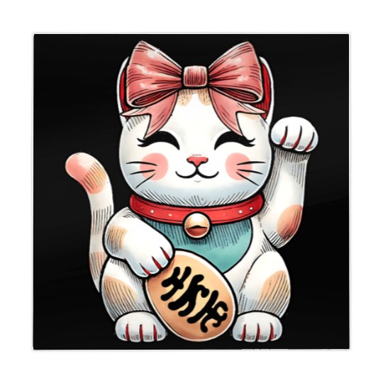 Coquette Bow Maneki Neko Japanese Cat Lucky Pink Mahjong Mats