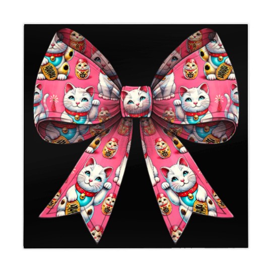 Coquette Bow Maneki Neko Japanese Cat Lucky Pink Mahjong Mats