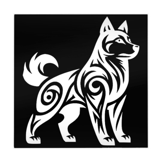 Wolf With Tribal Pattern Mystic Husky Dog Mahjong Mats