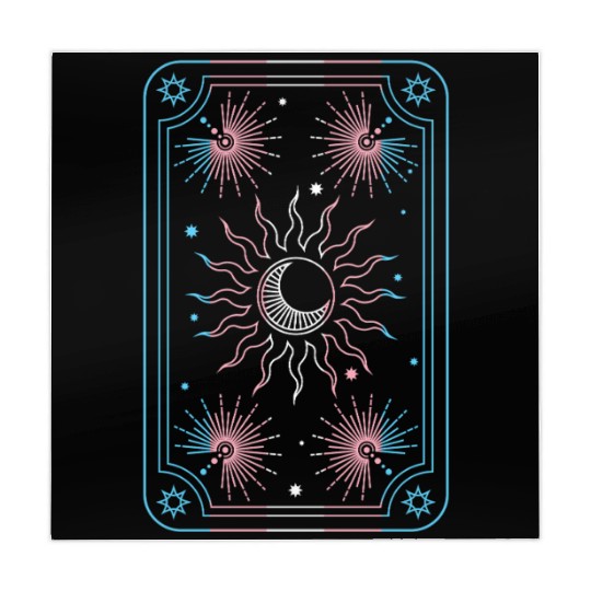 Mystical Transgender Tarot Card with Sun and Moon Mahjong Mats