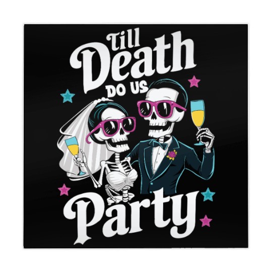 Funny Skeleton Bride and Groom Till Death Do Party Mahjong Mats