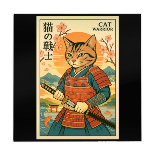 Samurai Cat in Traditional Armor Art Mahjong Mats