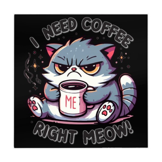 Grumpy Morning Cat - I Need Coffee Right Meow! Mahjong Mats