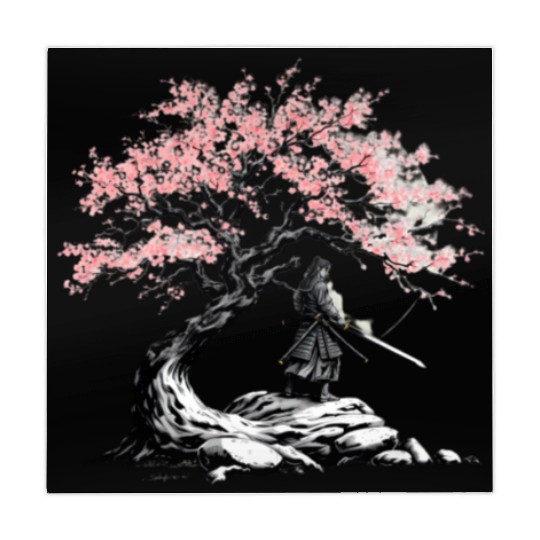 Samurai trains beneath a blooming Sakura tree Mahjong Mats
