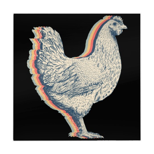 Chicken Farm Farmer Farming Retro Line Art Mahjong Mats