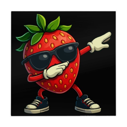 Funny Dabbing Strawberry With Sunglasses Mahjong Mats