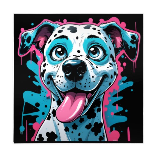 Graffiti Cartoon Dalmatian – Playful Pop Art Dog Mahjong Mats