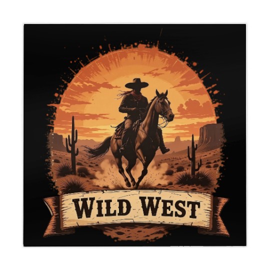 Riding the Wild West Cowboy Silhouette at Sunse Mahjong Mats