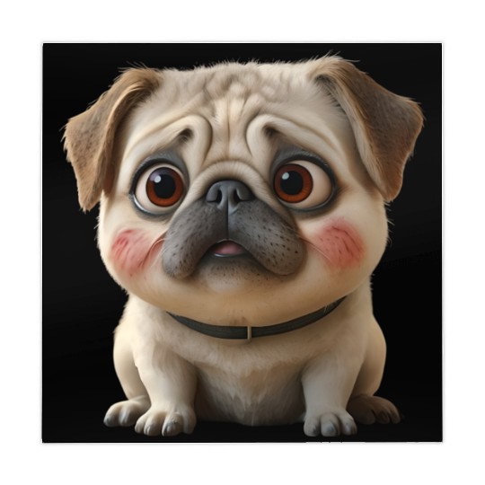 3D Rendered Chubby Pug Sitting Mahjong Mats