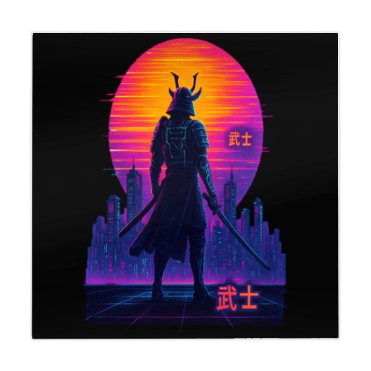 Neon Samurai - Cyberpunk Warrior Art Mahjong Mats