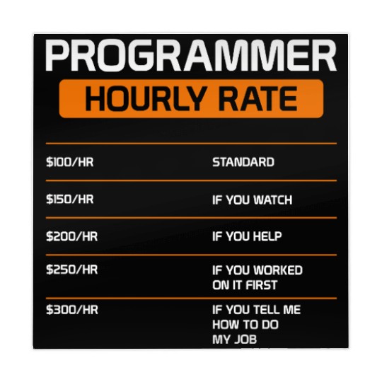 Programmer Hourly Rate Funny Computer Science Mahjong Mats
