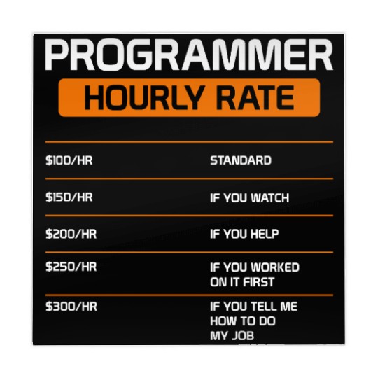 Programmer Hourly Rate Funny Computer Science Mahjong Mats