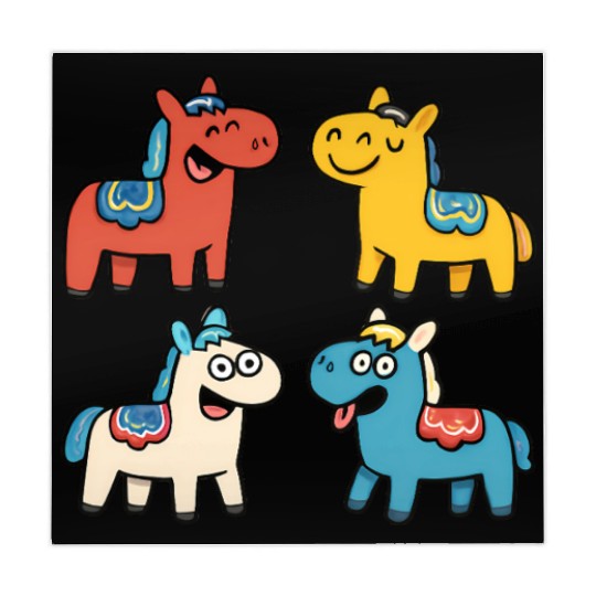 Cute Cartoon Dala Horses Set Mahjong Mats