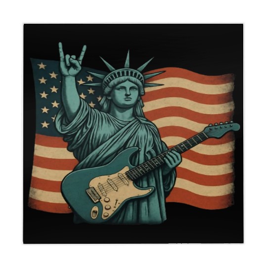 4th of July Statue Of Liberty Rock Guitar USA Flag Mahjong Mats